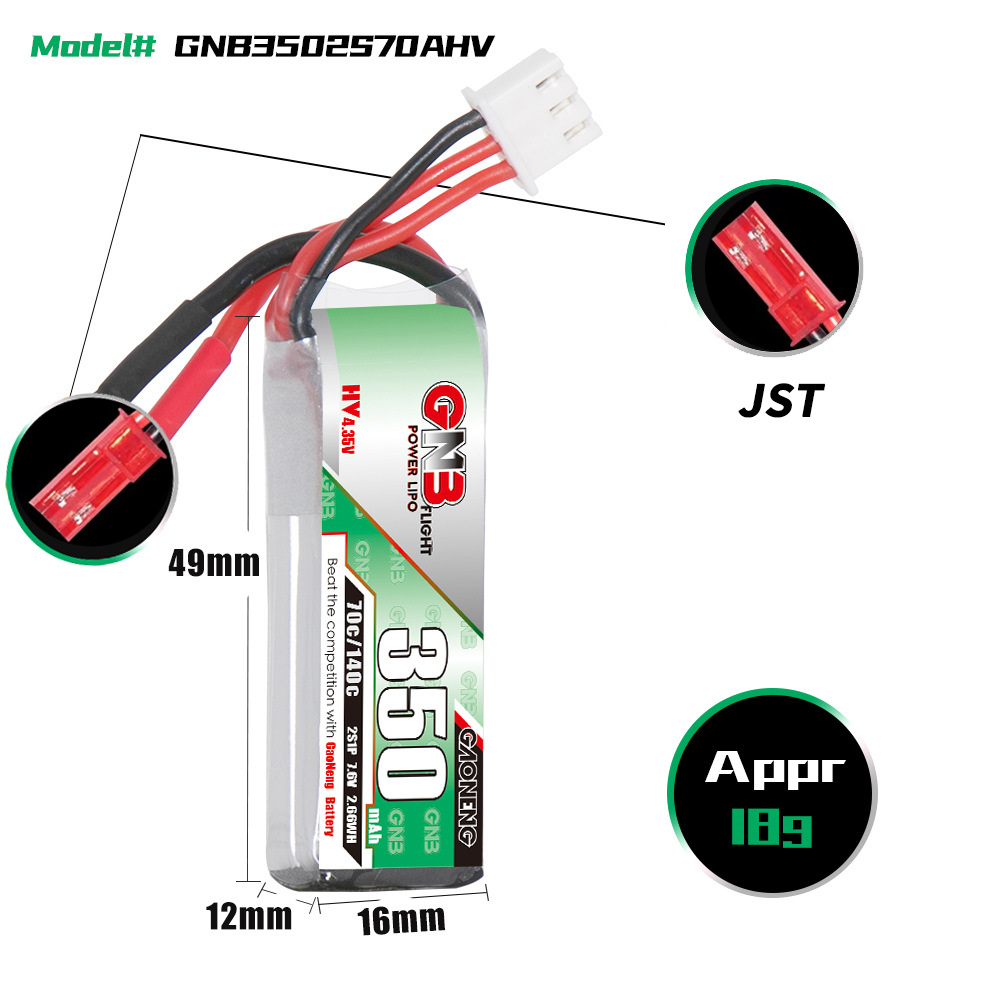 GAONENG GNB 2S 7.6V 350mAh 70C - Drone Battery Lipo ulasan dan harga
